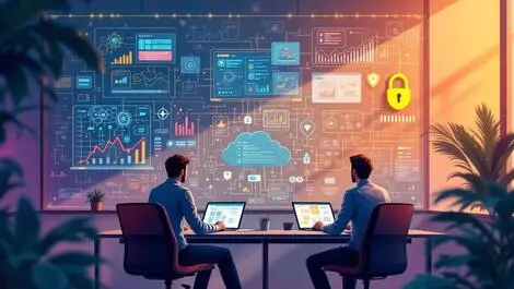 Professional tech team analyzing security threats digital business logic cybersecurity