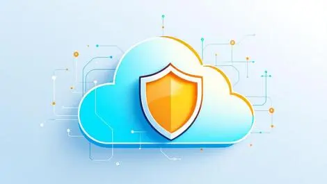 Cloud with shield protection security digital lines abstract illustration