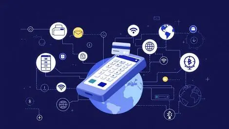 Digital payment terminal globe connected payment methods credit cards ewallets
