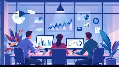 Collaborative team professionals working uk modern office digital marketing