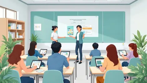 Modern thai classroom students tablets laptops teacher digital education