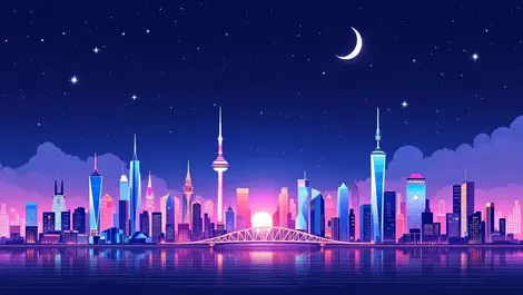 European american city skyline bridge connection tech industry expansion