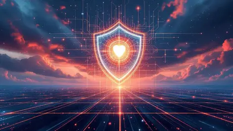 Digital shield global networks ai quantum future cybersecurity illustration