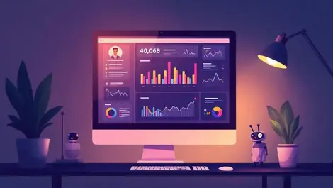 Developer dashboard with charts and ai chat monitoring vector scene