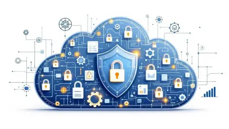 Cloud shield of secure containers with locks gears investment