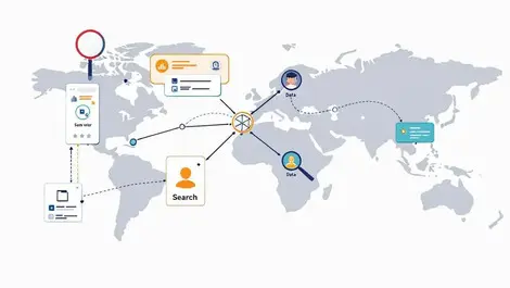 Open source search infrastructure central hub magnifier linked nodes