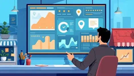 Neutral service chain manager dashboard business charts digital illustration